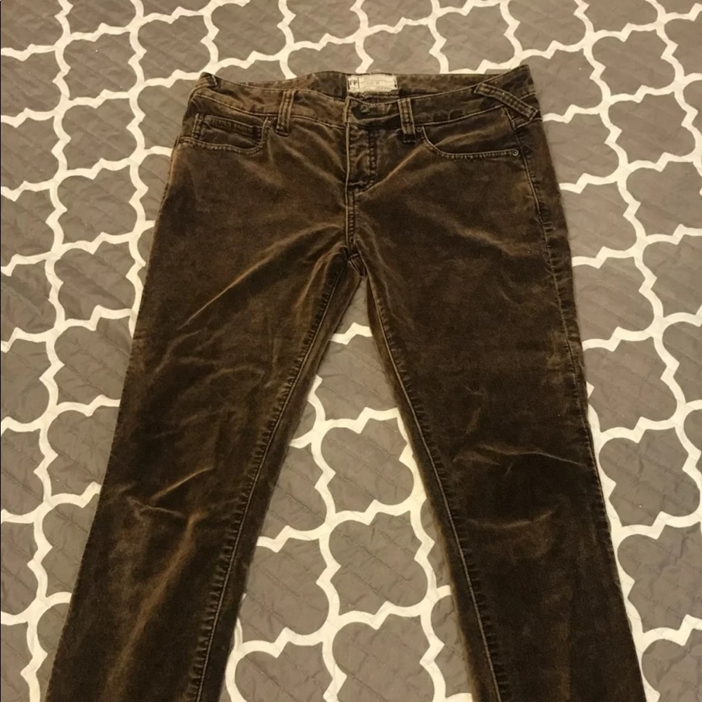 Free people  brown velvet skinny pants size 27